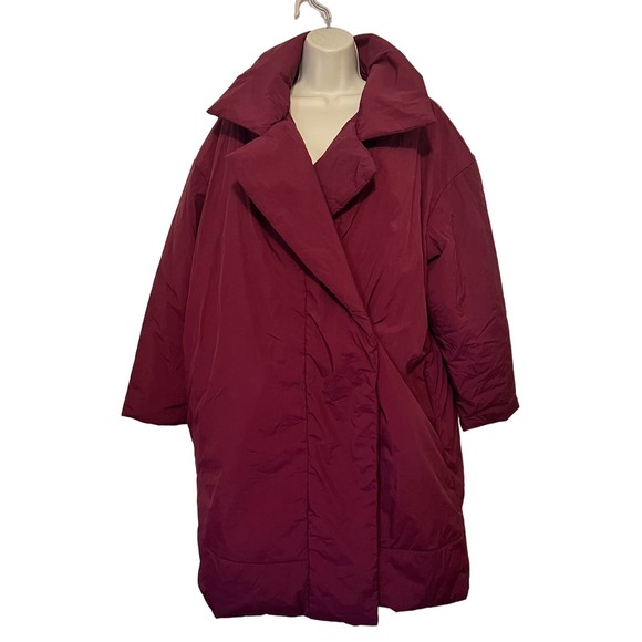 A New Day Water Resistant Wrap Tie Front Jacket Red Women's Size Large NWOT - Picture 1 of 10